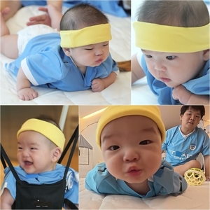 '슈퍼맨이 돌아왔다' <b>곽튜브 아들 태산</b>, 최연소 배밀이 성공할까