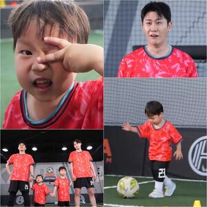 "국대 유전자 미쳤다"…영탁, <b>김준호</b> 두 돌 아들 슈팅에 입 떡 벌어져